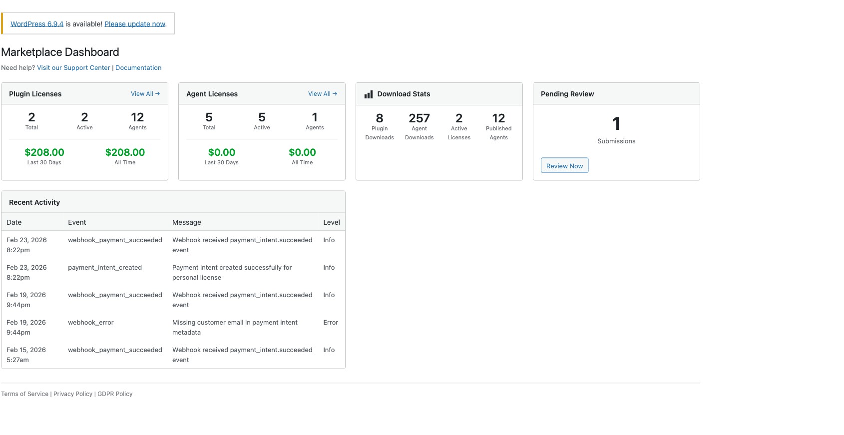 Agent Builder Marketplace showing published AI assistants
