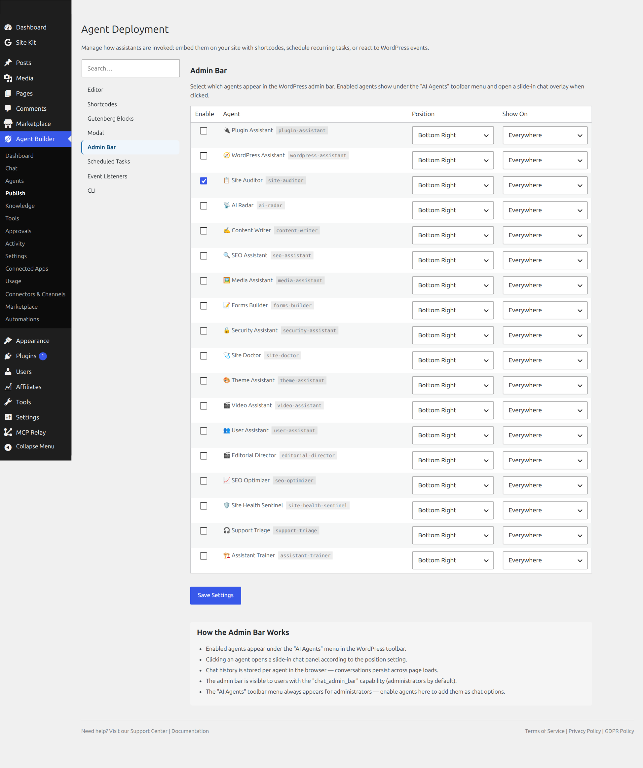 Deploy Admin Bar tab