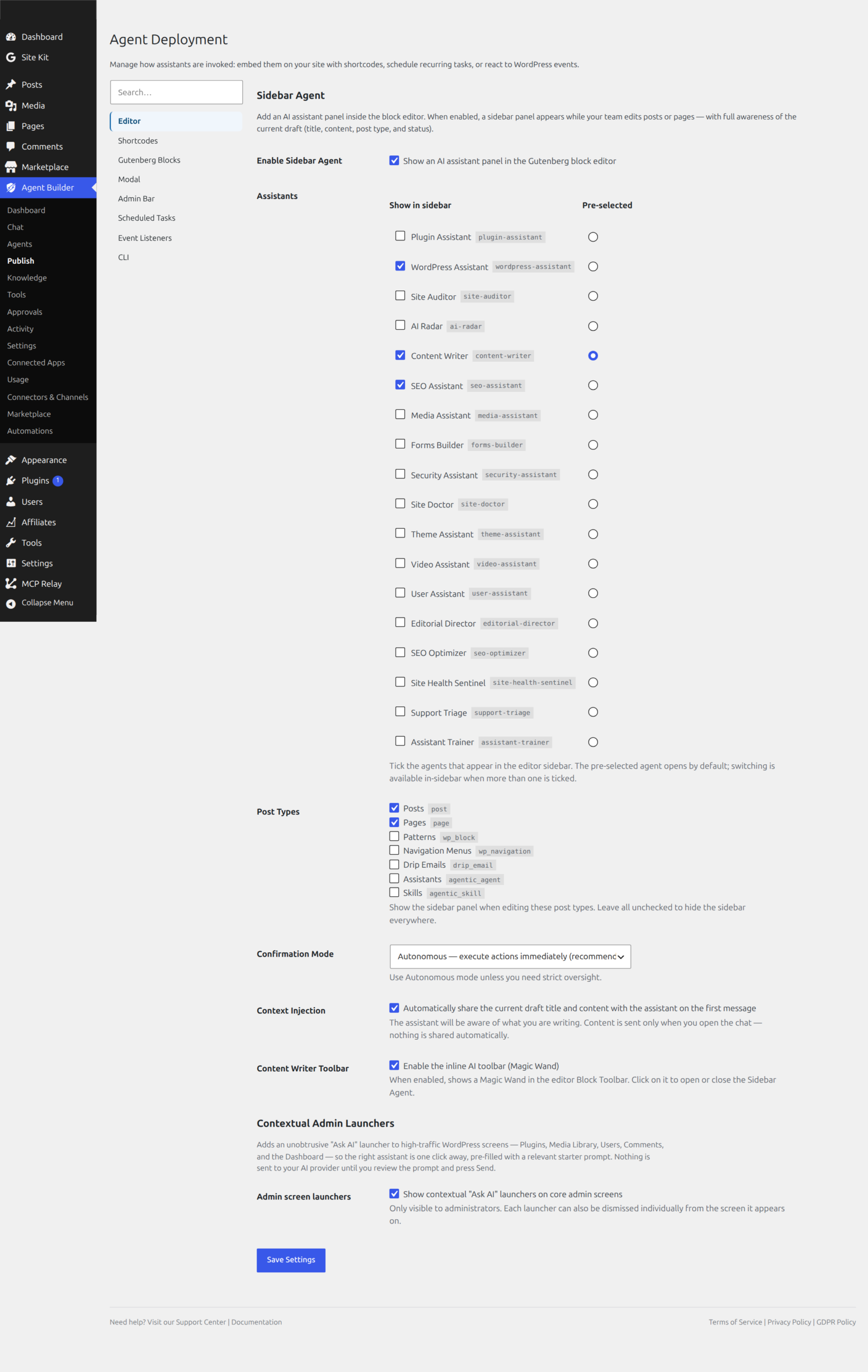 Deploy Admin UI tab